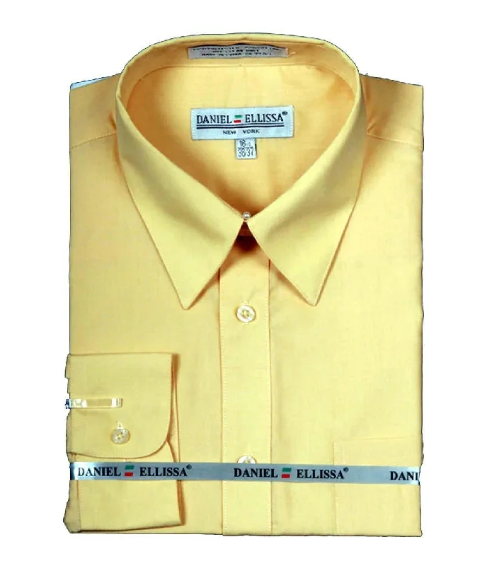 Men's Basic Dress Shirt  with Convertible Cuff -Color Canary Confident Men's Power