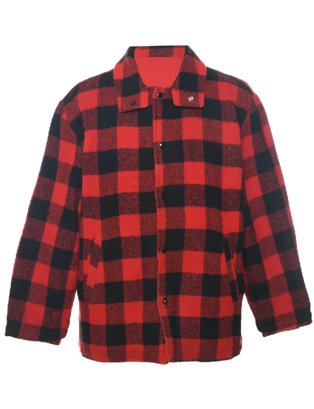 Checked Black & Red Classic Workwear Jacket - L Hip Men's Urban