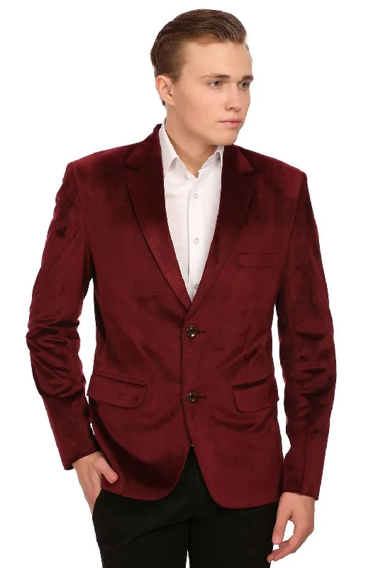 Dust Free Cotton Velvet Red Blazer Polished Men's Satin