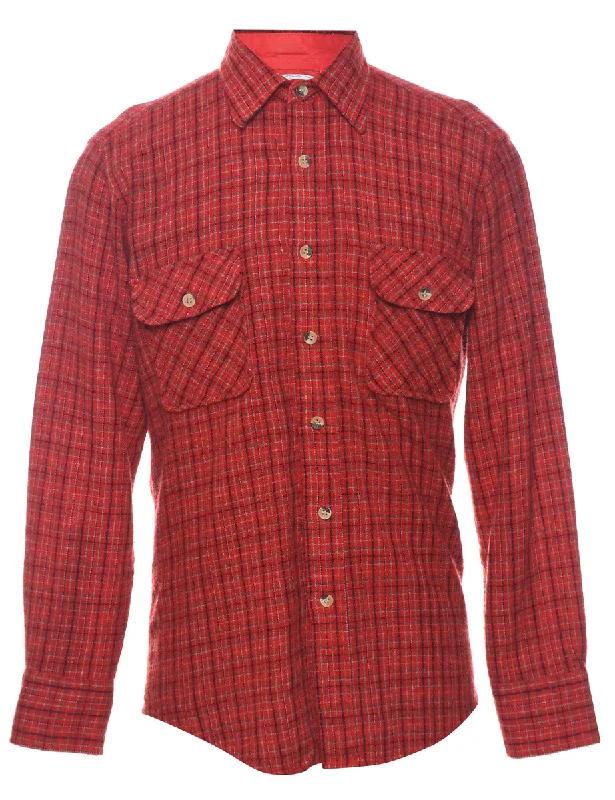 Checked Red 1990s Flannel Shirt - M Refined Men's European