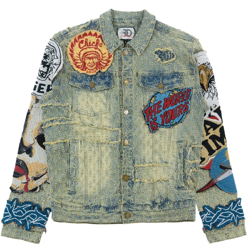 F1055 Brave Heart Denim Jacket - Dirt Edgy Men's Punk