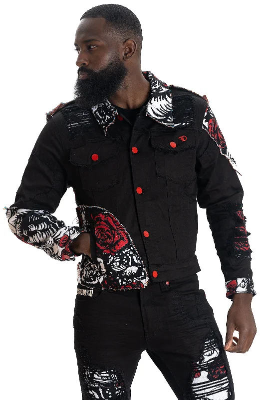 F1044 Cashay Tapestry Denim Jacket - Black Modern Men's 