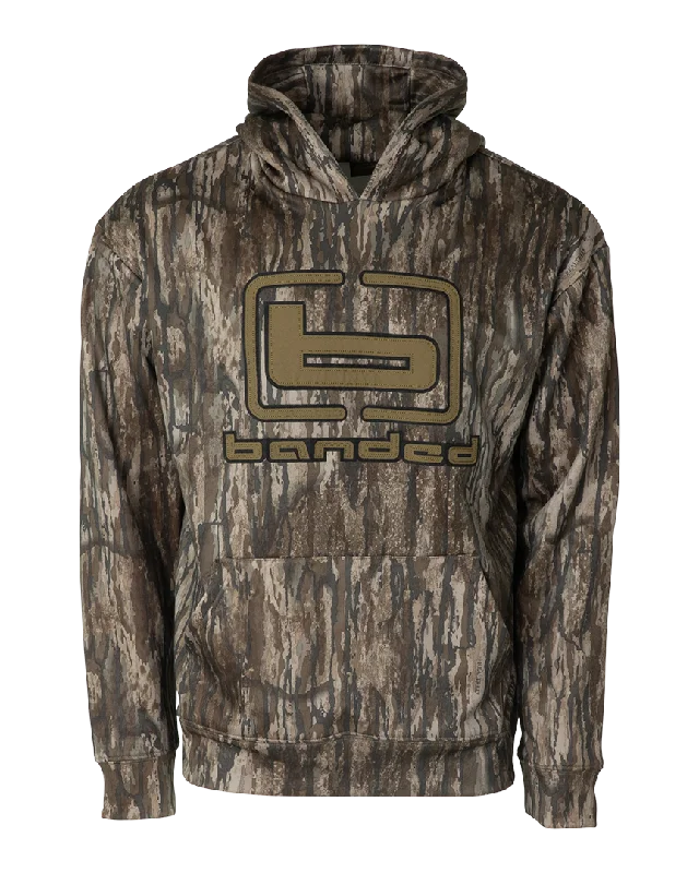 Banded Camo Logo Hoodie Monochromatic Office Style