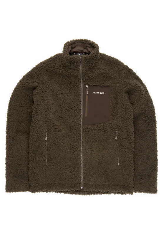 Montbell Men's Climaplus Shearling Jacket - Dark Brown Unique Men's Patch