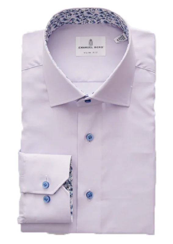 Solid Oxford Mauve Sport Luxury Shirt with Contrast Lumberjack