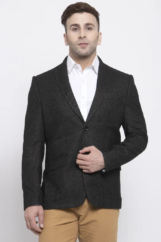 Tweed Black Blazer Unique Men's Patch