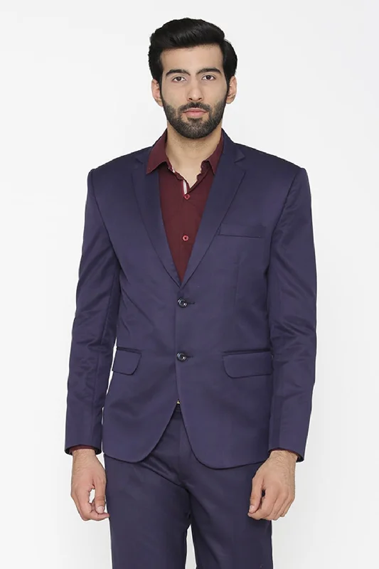 Polyester Cotton Blue Blazer Masculine Men's 