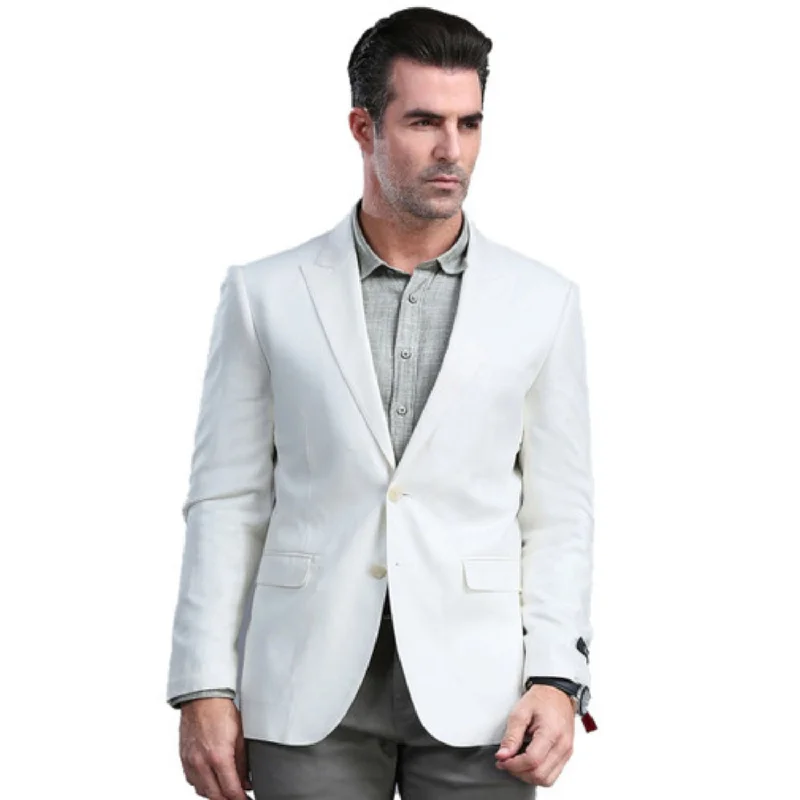 Moonlit Mode Collection: White Solid Color Skinny Fit Blazer Laid