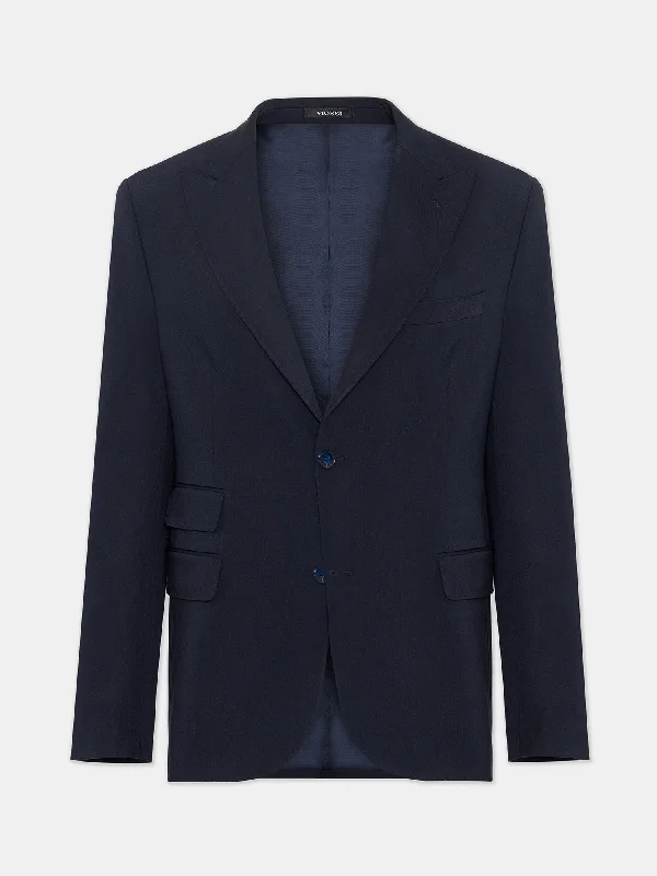 Donazi Navy Single Breasted Blazer Cozy Men's Winter