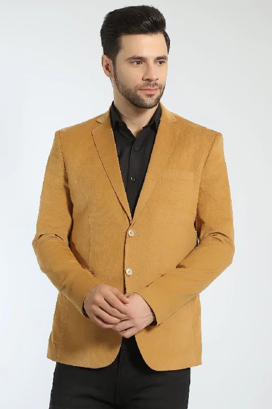 Corduroy Cotton Yellow Blazer Modern Men's 