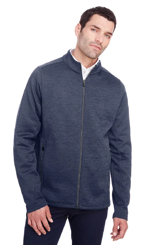 North End Mens Flux 2.0 Fleece Water Resistant Full Zip Jacket - Heather Classic Navy Blue/Carbon Grey Sophisticated Men's 