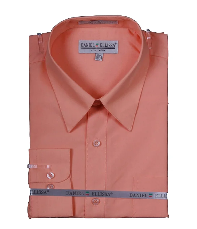 Men's Basic Dress Shirt  with Convertible Cuff -Color Peach Vacation