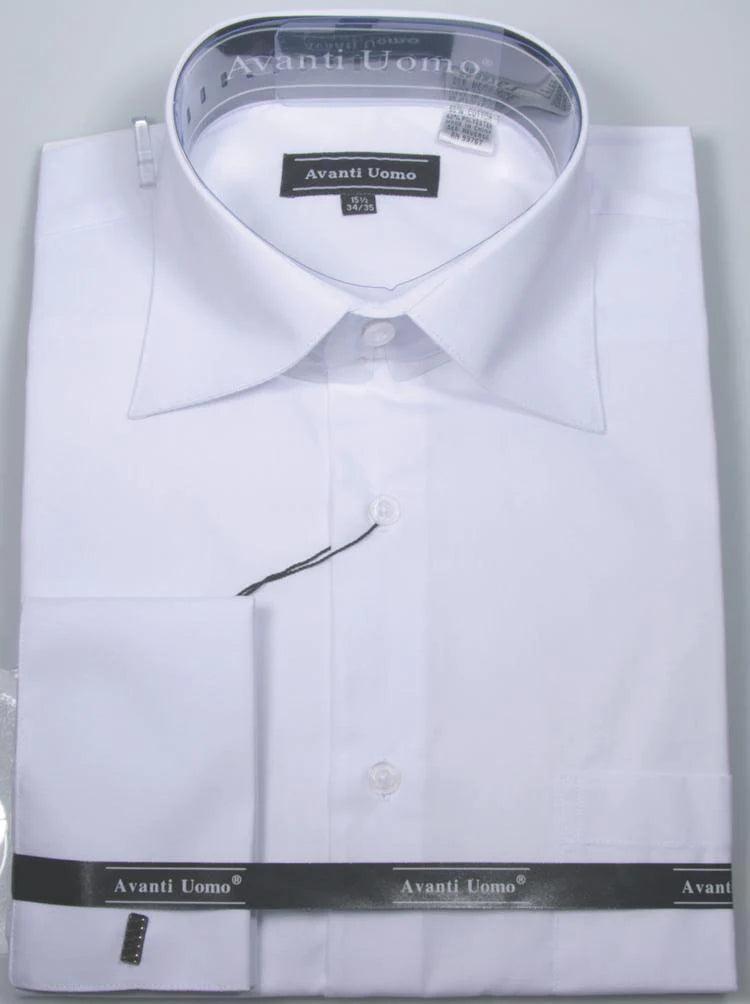 Men's French Cuff Dress Shirt Spread Collar, White Sporty Men's Tennis