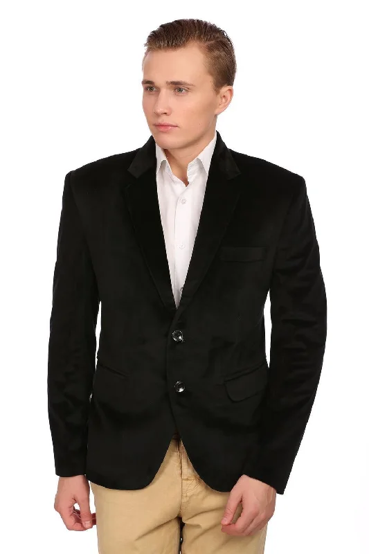 Cotton Velvet Black Blazers Earthy Men's Sustainable 