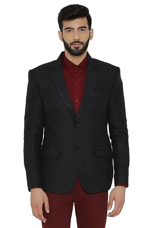 Linen Black Blazer Sophisticated Men's 