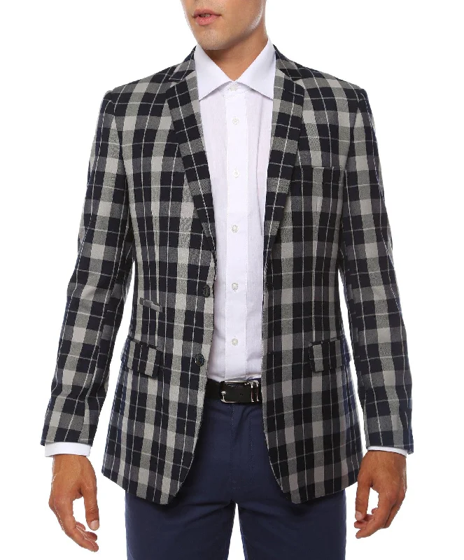 The Preston Plaid Check Slim Fit Mens Blazer Vintage Men's 1970S Disco