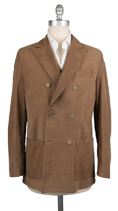 Kiton Light Brown Peacoat Practical Men's Quick