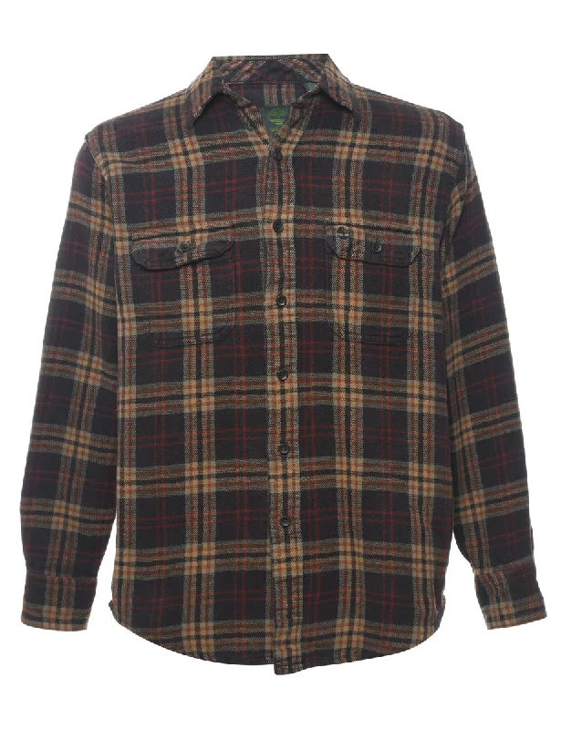 Dark Brown Classic Checked Shirt - M Organic