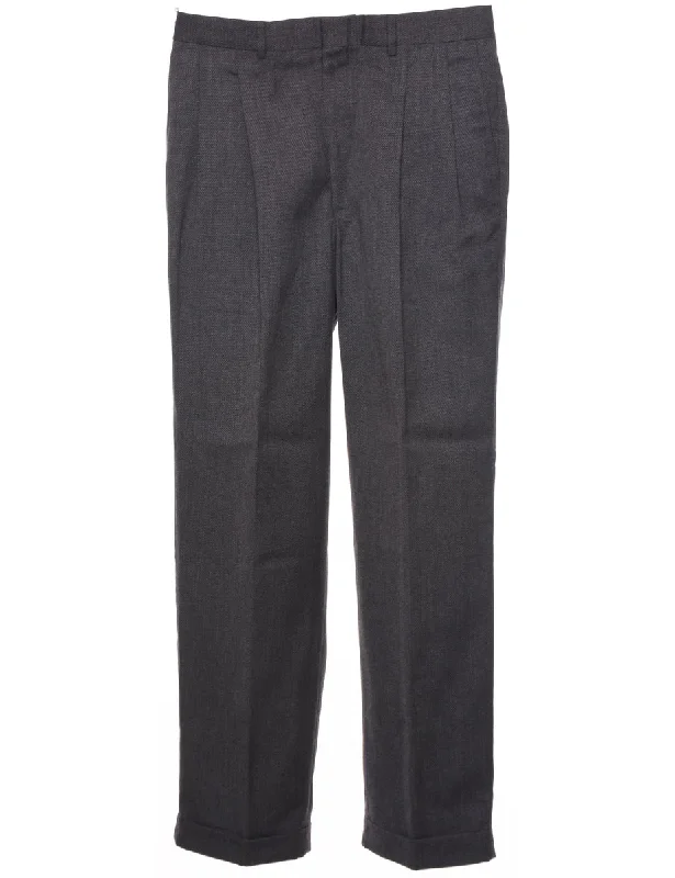 Dark Grey Trousers - W34 L32 Modern Men's Geometric