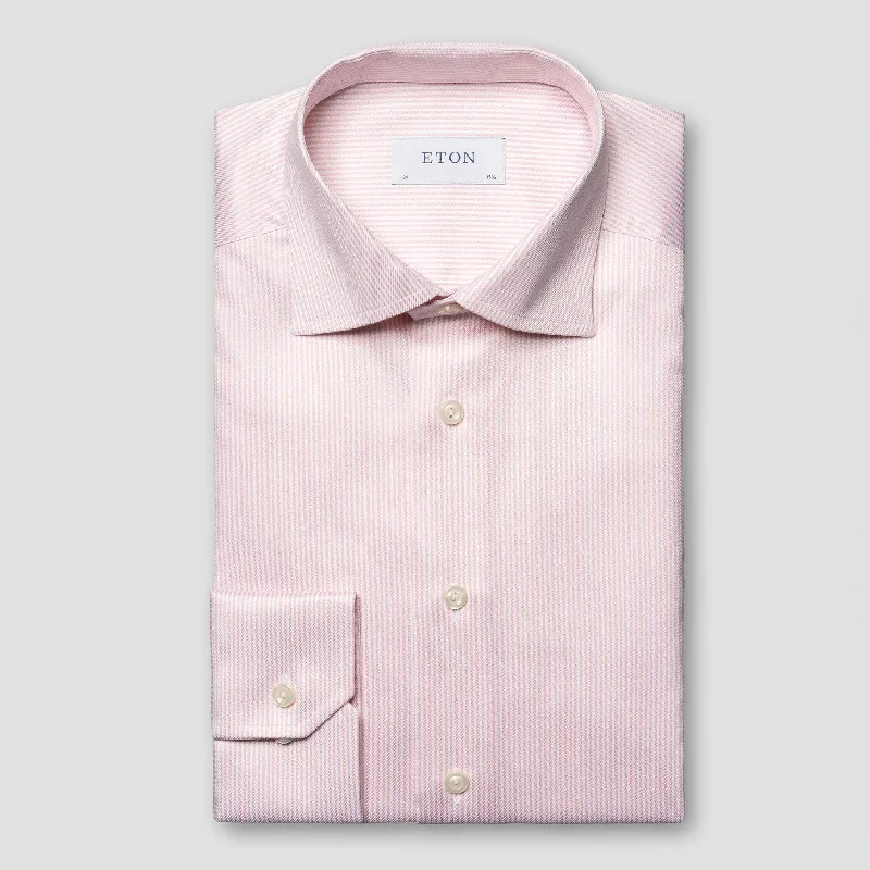 Pink Striped Cotton-Tencel Contemporary Fit Shirt - ETON Monochromatic All