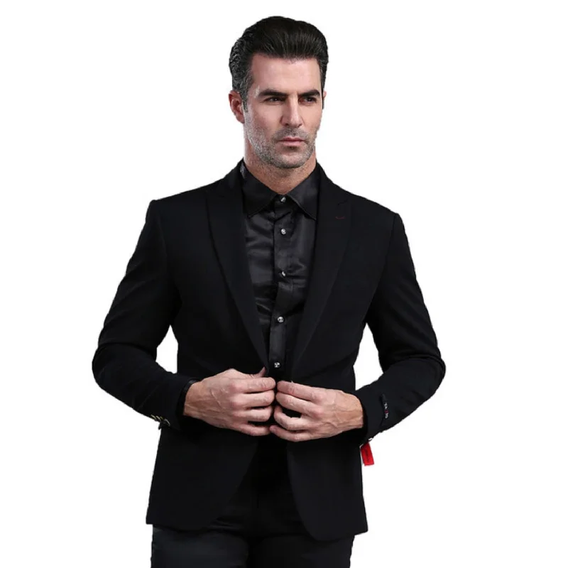 Moonlit Mode Collection: Black Solid Color Skinny Fit Blazer Street