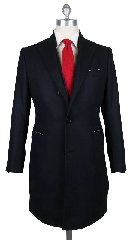 Luigi Borrelli Midnight Navy Blue Coat Masculine Men's Thick