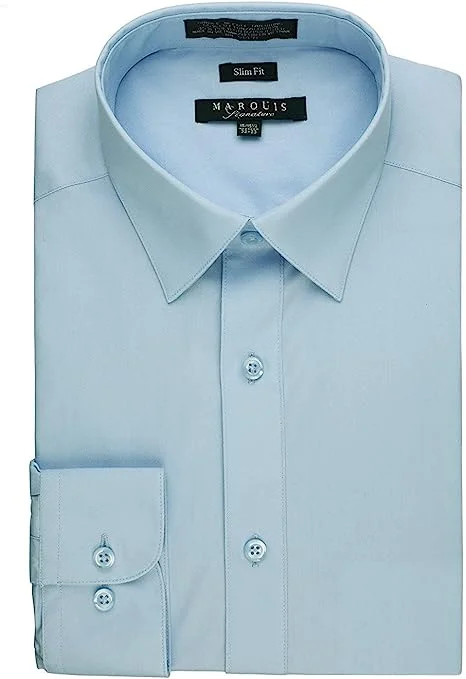 Marquis 009SL Dress Shirt Slim Fit Light Blue Elegant Men's Cashmere