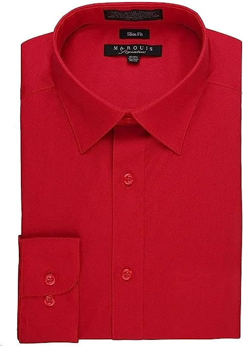 Marquis 009SL Dress Shirt Slim Fit Red Monochromatic All