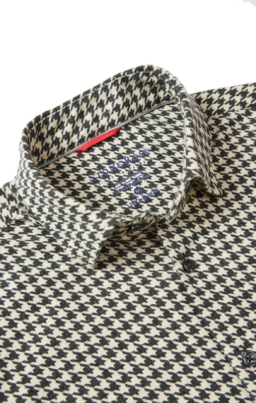 Beige Houndstooth Fleece Shirt Tough Men's Tactical