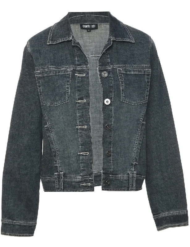 Button Front Denim Jacket - M Elegant Men's Cashmere