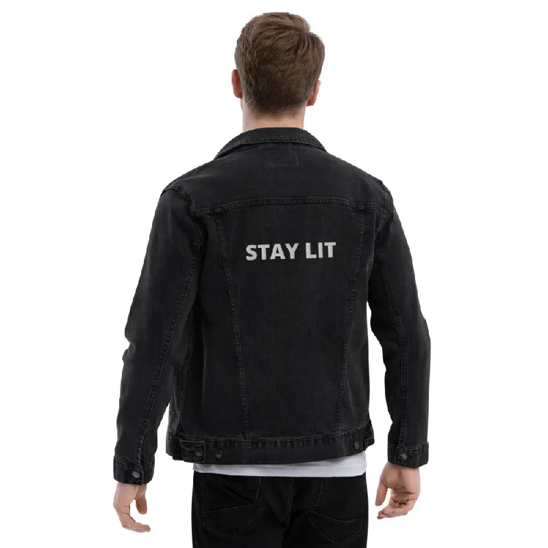 Stay Lit Unisex Denim Jacket Trendy Men's Bucket