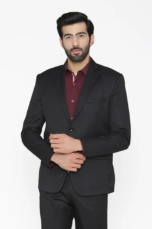 Polyester Cotton Black Blazer Edgy Men's Punk