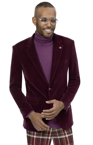 Burgundy Solid Velvet Blazer J134 Lumberjack