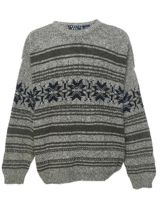 Nordic Olive Green Jumper - L Artistic Men's Hand