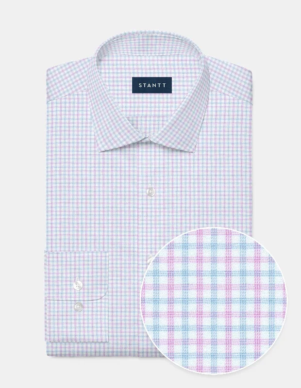 Performance Twill - Lilac and Sky Blue Stacked Check Sporty Men's Tennis