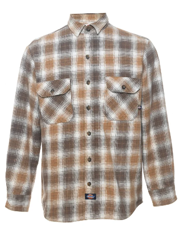 Dickies Checked Classic Light Brown & White Shirt - M Luxurious Men's High