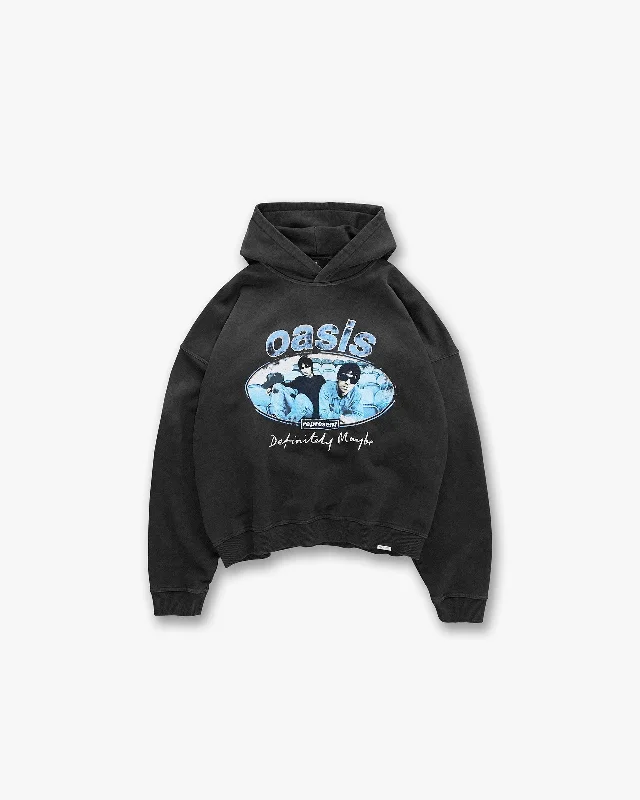 Represent X Oasis Maine Road Hoodie - Washed Black Laid