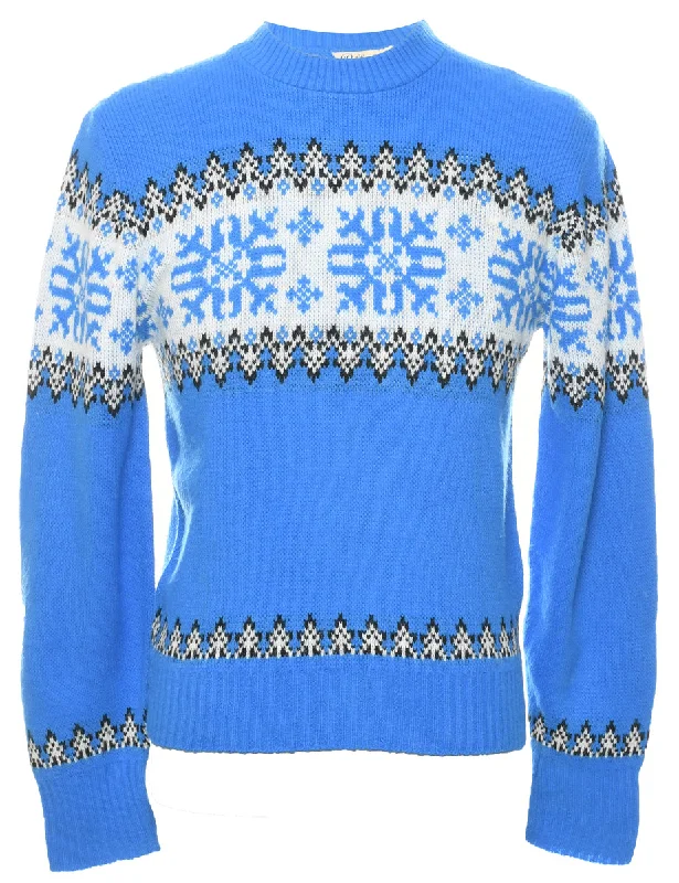 Nordic Light Blue Jumper - S Cool Men's Distressed