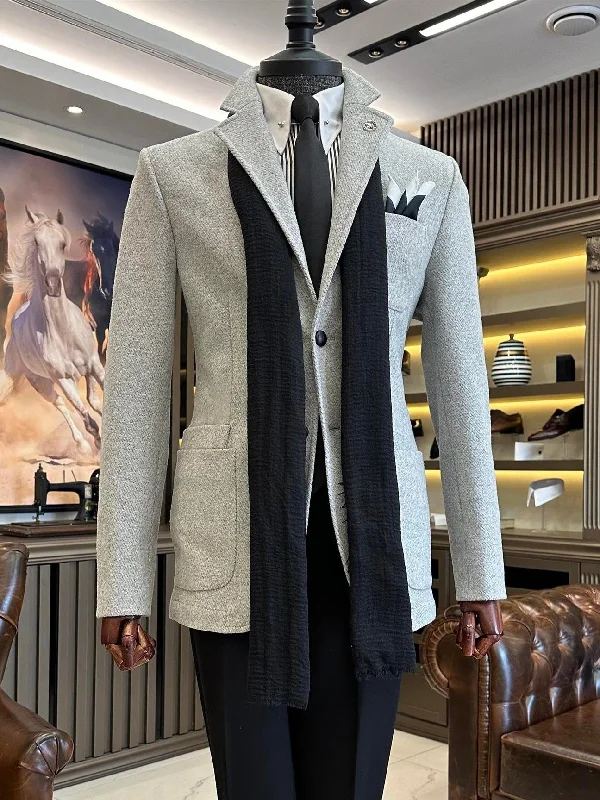 Grey Single Breasted Blazer Relaxed Men's Australian 