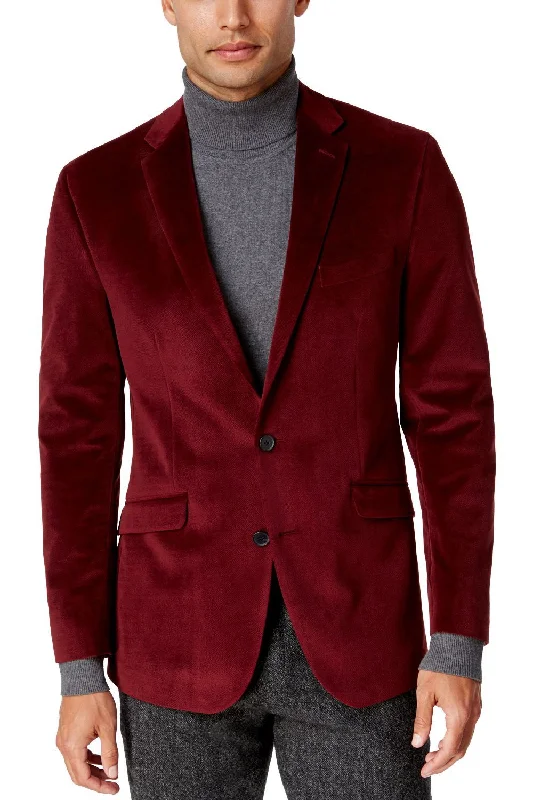 Cotton Velvet Red Blazers Trendy Men's Bucket