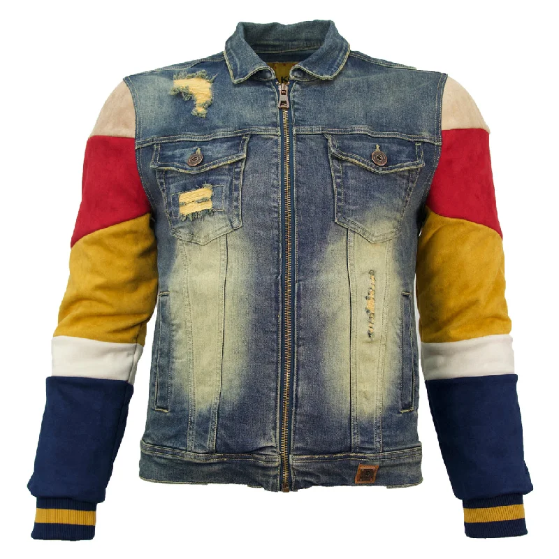 M1010 Makobi Ultra Suede  Denim Jacket - Vintage Wash Traditional Men's Wool