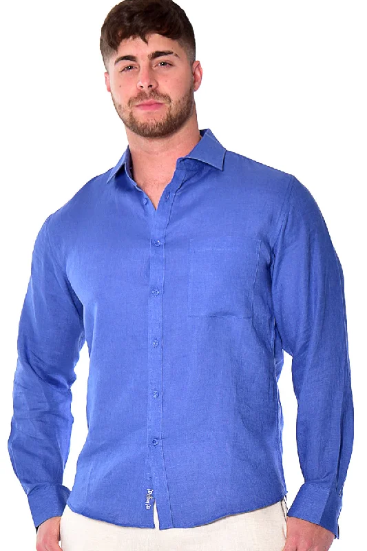 Bohio Mens 100% Linen Casual Long Sleeve Button-up Shirt in (12) Colors - MLS2043 Athletic Men's High