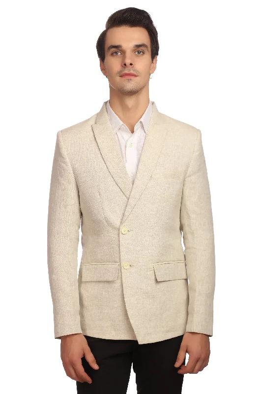 Linen Cream Blazer Minimalist Men's Casual 