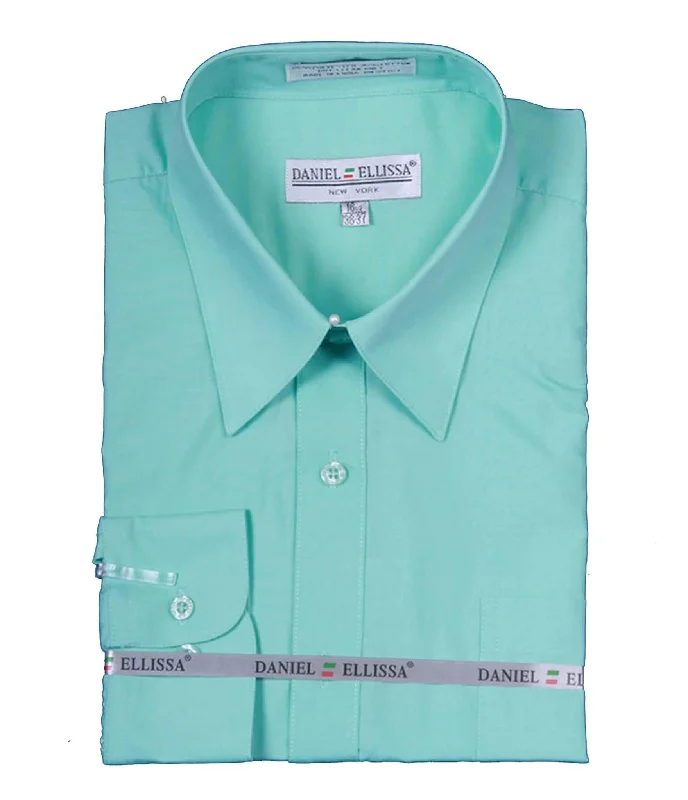 Men's Basic Dress Shirt  with Convertible Cuff -Color Mint Artistic Men's Hand