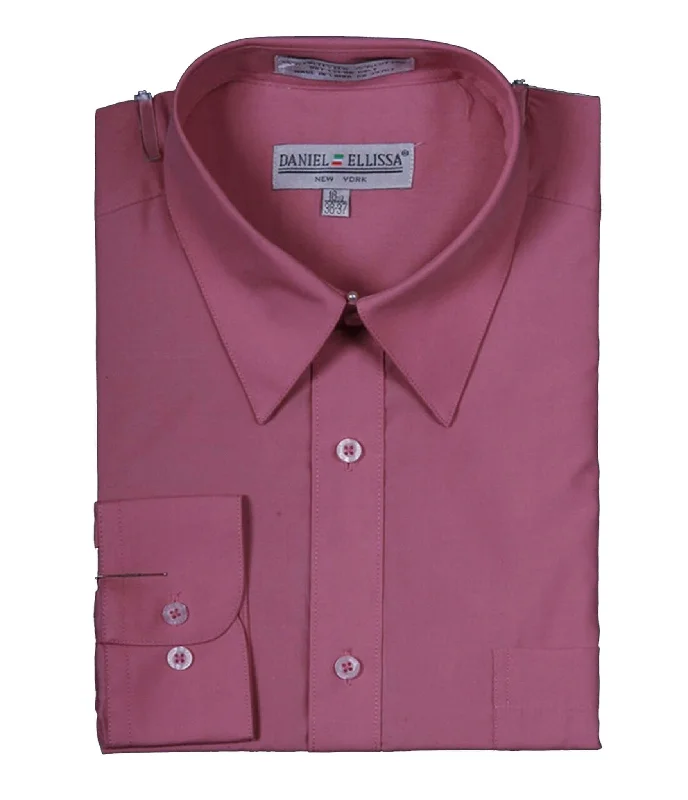 Men's Basic Dress Shirt  with Convertible Cuff -Color Rose Pink Relaxed Men's Beach