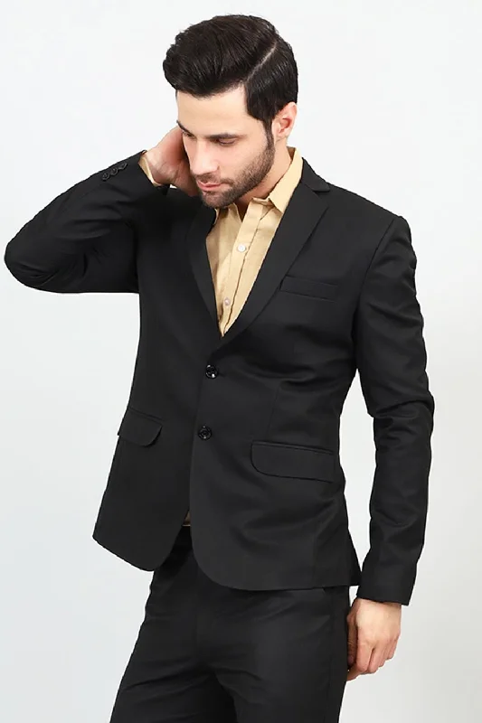 Poly Viscose Black Blazer Streetwear Style