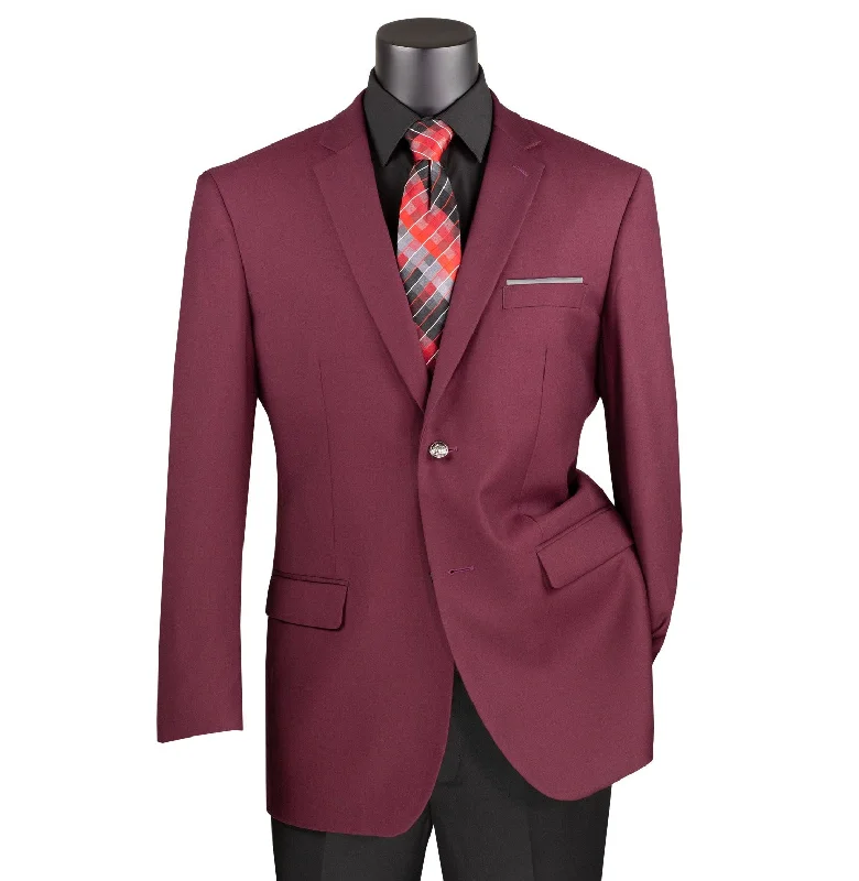 Chiccheto Collection- Burgundy Solid Color Single Breasted Regular Fit Blazer Confident Men's High