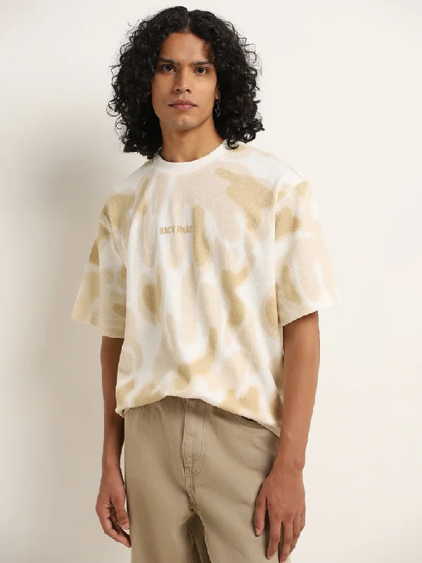 Nuon Off-White Abstract Pattern Relaxed-Fit T-Shirt Cool Men's Distressed