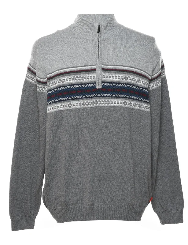 Izod Quarter Zip Nordic Jumper - L Confident Men's High