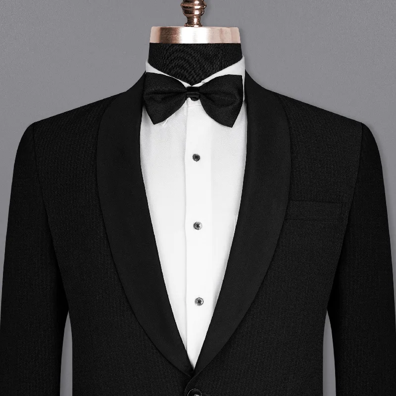 Smoky Black Super Soft Designer Tuxedo Blazer Business